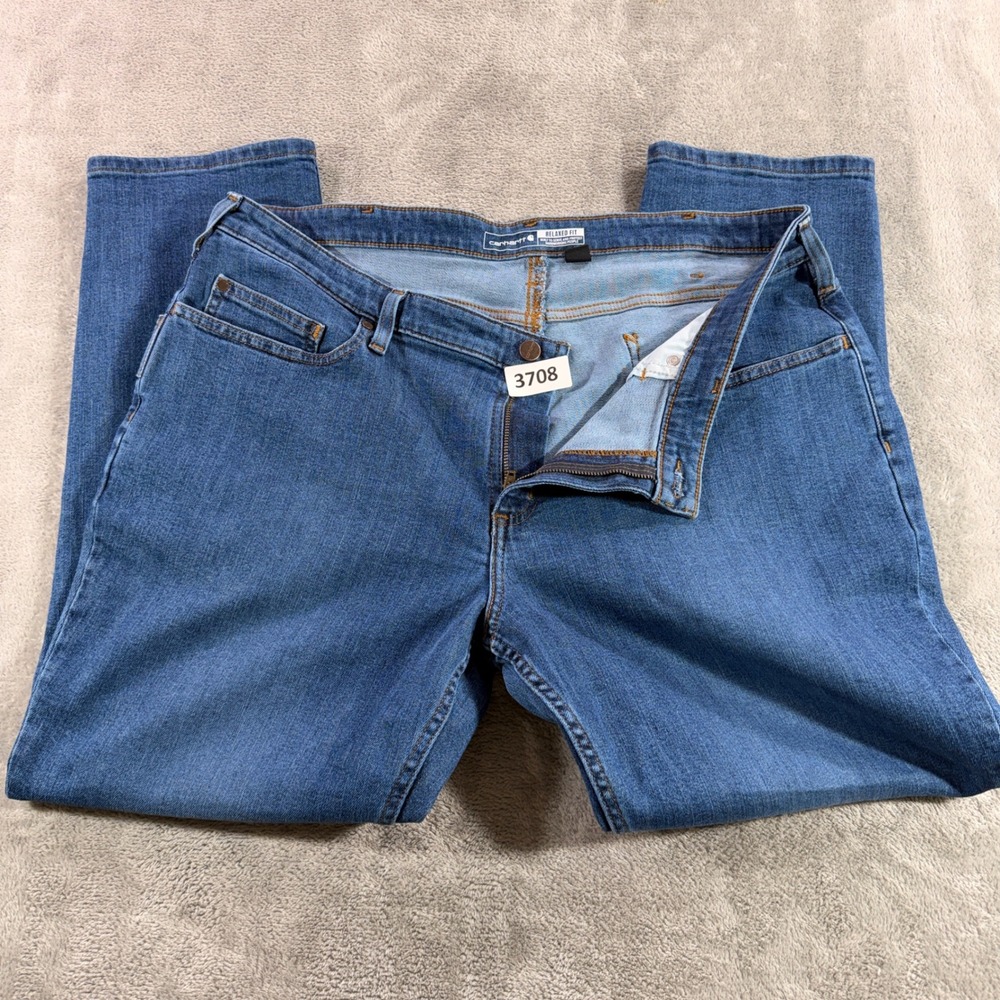 Carhartt Relaxed Fit Jeans Womens 18 Short Blue Denim Straight Leg 105383 Linden